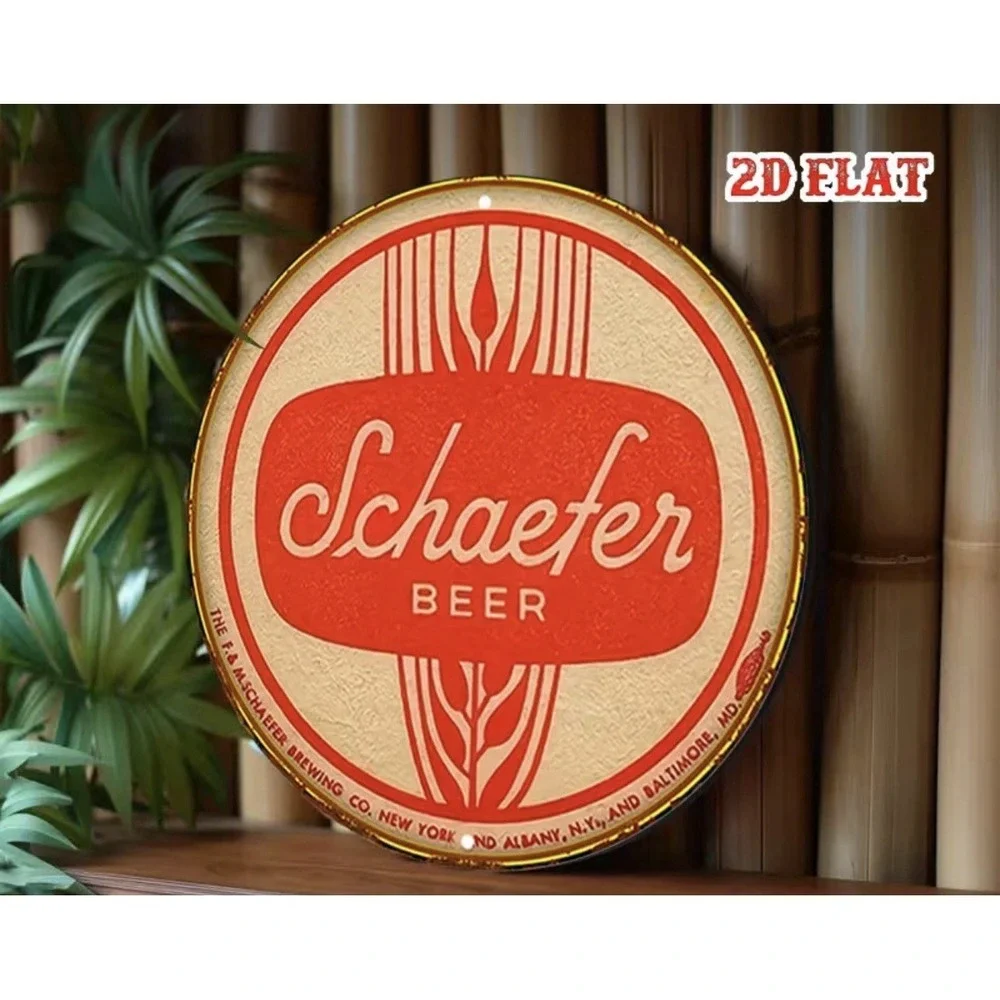New Metal Tin Sign Round Schaefer Beer Reproduction 8X8 Garage Bar Man Cave